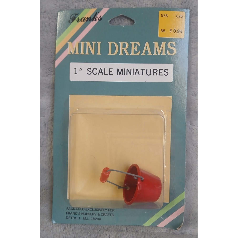 Franks Mini Dreams 1 Inch Scale Miniature Red Bucket Dollhouse Accessory Vintage